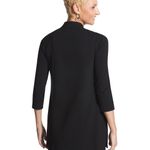 Chico's Chico’s Long Textured Black Vest Sz. 1/M Zipper Pockets Career Business Office Photo 2