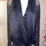 Nordstrom Black Lace Detail Top shirt blouse woman’s small NWT Photo 0