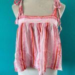 SZ Blockprints Emma Tank Pink Striped Tie Strap Swing Flowy Cotton Top Size M Size M Photo 3