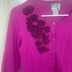 Tabitha Anthropologie Beribboned Buds Cardigan Fuschia Purple Size M Feminine Size M Photo 2