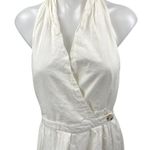 H&M  White Halter Sleeveless V Neck Backless Open Back Midi Wrap Dress Size 12 Photo 3