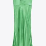 ZARA Dress emerald green Slip Midi Satin Effect Maxi Wedding Party Photo 9