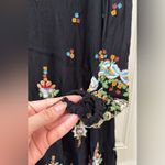 Free People Mini Dress Size Medium Black Floral Oxford Swing Long Sleeve Pockets Photo 5