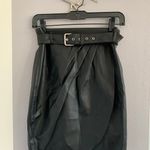 EXPRESS Black High Waisted Belted Faux Leather Mini Skirt Photo 2