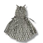 Free People  Black & Ivory Smocked Halter Mini‎ Dress XS Boho Festival Style Photo 3