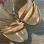 Schutz  Inez Sandal Gold Size 9 Strappy High Heels Metallic Ankle Strap Dressy Photo 3