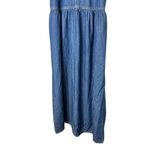 Vintage Pellini Blues Denim Embroidered Maxi Dress Size 16 Blue Photo 2