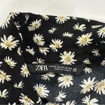ZARA Black & White Daisy Print Short Sleeve Baby Doll a Button Front Dress Sz XS Photo 4