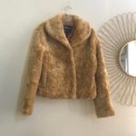 Rampage 2000s Y2k Vintage Tan Camel Brown crop faux fur jacket coat top shirt Size L Photo 1