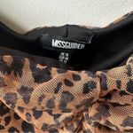 Missguided Leopard Print Cropped Top Size 12 Mesh Ruched Front Milkmaid mobwife Photo 2