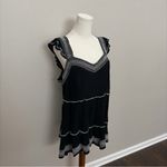 Torrid Top Tunic Babydoll Crinkle Gauze Embroidered Tiered Sweetheart Neck Black Photo 2