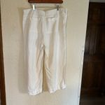 Democracy Women's Linen Blend Capri Pants Drawstring Waist Size 14 Off White Photo 3