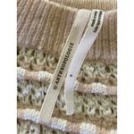 Anthropologie Cream & Tan Open Stitch Knit Pullover Crewneck Sweater Small Photo 5