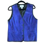 Diane Von Furstenberg Vintage Pigskin Vest Blue Leather Suede Buttoned Medium Photo 0