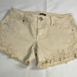Copper Key Cream Lace Jean Shorts Photo 0