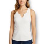 Articles of Society Articles Society S NWT White Ribbed Cotton Tank Top Slit Neck Summer Sleeveless Photo 0