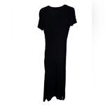 Theory  Black Midi Dress Size Small Jersey Knit Ruched Side Bottom Slit Small Photo 3