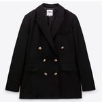 ZARA  Bloggers Fav Black Double Breasted Lapel Collar Shoulder Pads Blazer Size M Photo 13