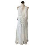 Anthropologie NWT  X Flat White Plunge Slim Maxi Dress White Pace Halter Neck 3X Photo 6