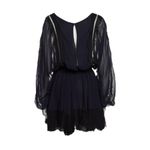 Love Shack Fancy  100% Silk Noelle Mini Dress Lace Trim Blue & Black XS Photo 4
