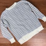 Vintage Fair Isle Sweater 100% Cotton Pullover Crewneck Size Large Gray White Photo 1