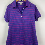 Nike Golf Purple Striped Dri-Fit Short Sleeve Polo Shirt Photo 0