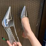 Elegant Silver Slingback Heels Size 6.5 Photo 1