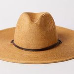 Karen Kane  coffee color rancher hat with brown faux leather tie. OS. NWT. Photo 1