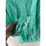 J. Crew Factory Womens Tops Size XS Linen Polka Dot Button Front Green Photo 4