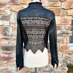 Elie Tahari š¹HPš¹ Black Waxed Denim Jacket with Lace Back Photo 9