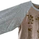 Disney Mickey Mouse Graphic Long Sleeves Tee Gray Tan Crewneck Soft SZ L # 1759 Photo 4