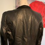 Gianni Bini  Women's M Medium Black Jacket Short Zipper Faux Leather Motto Photo 3