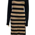 Allison Brittney Striped Long Sleeve Rayon Blend Knit Sweater Midi Dress Large Photo 0