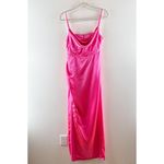 Retrofete Rosa Corset Drape Open Back Satin Maxi Slip Gown Dress Hot Pink Large Photo 3