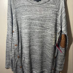 Sweet Wanderer  NWT xl maternity Gray Sweater Brown patch button Accent sweater Photo 0