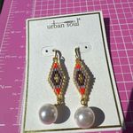 Urban Soul beaded diamond shape drops white pearl earrings packable adjustable Gold Photo 4