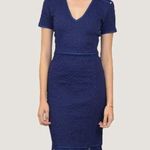 Opening Ceremony Blue Textured Desert Jacquard Ruffle Hem Midi Dress Size XS Photo 2