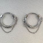 Metal Chain Hoop Earrings for Men Women Streetwear Punk Hip Hop Unisex Style Silver Photo 1