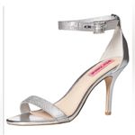 Betsey Johnson  Broadway Silver Strappy Heels Size 8.5 Rhinestone Metallic Prom Photo 1