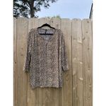 Cathy Daniels  Shirt Womens XL Leopard Print Metal Accent on Neckline 3/4‎ Sleeve Photo 1