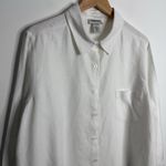 VTG‎ Bridgewater Studio Women 100% Linen White Long Sleeve Button Down Blouse 1X Photo 3