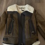 Burberry NWT Brit Dark Malt Lambskin Suede And Shearling Duxford Bomber Jacket Photo 4