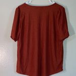 Trixxi Dotted Knit Soft Slit Sleeves V-Neck Blouse Women Size Large Burnt Orange Photo 2