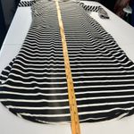 Chico's  Midi Dress Womens 4/6 Black White Striped Jersey Knit Rounded Neck Photo 11