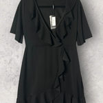 Pretty Little Thing New Black Frill Wrap Ruffle Dress Short Sleeve Twelve Photo 0