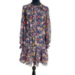 Saloni Size 2 Silk Dress Floral Long Sleeve Short Wedding Evening Cocktail Party Photo 1