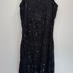 Verty Black Party Dress with Sequins & Fringed Hem Spaghetti Straps 1920’s Flapper LBD Photo 2