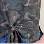 Francesca's Size Small Camouflage Tie Front Top. Green Photo 4