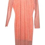 Hugo Boss Womens Nasusi Long Sleeve Orange Stretch Mesh Paisley Midi Dress Large Photo 0