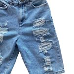 Collusion Long Length Bermuda Distressed Denim Shorts Size 4 Blue Photo 1